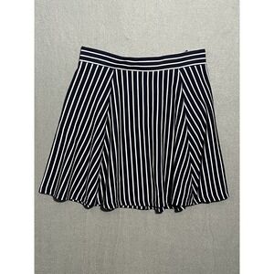 H&M‎ Divided Women's Navy White Stripe A-Line Mini Skirt Size M Zipper Back